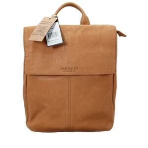 NWT AMERICAN LEATHER CO.  Genuine Leather Liberty Backpack Cafe Latte MSRP $228